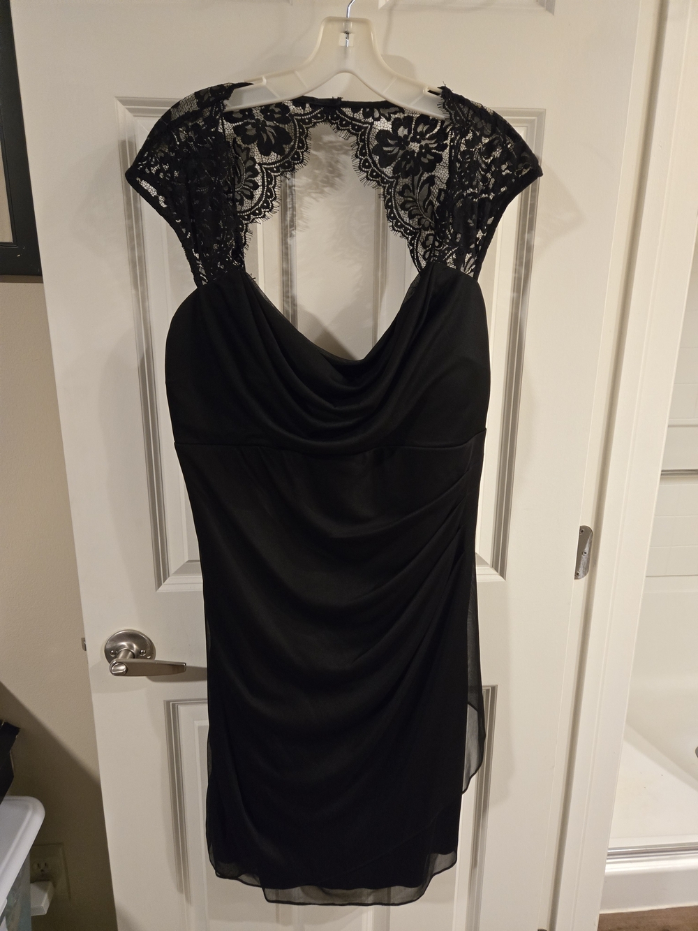 dressbarn Black Lace Cap-Sleeve Midi Dress